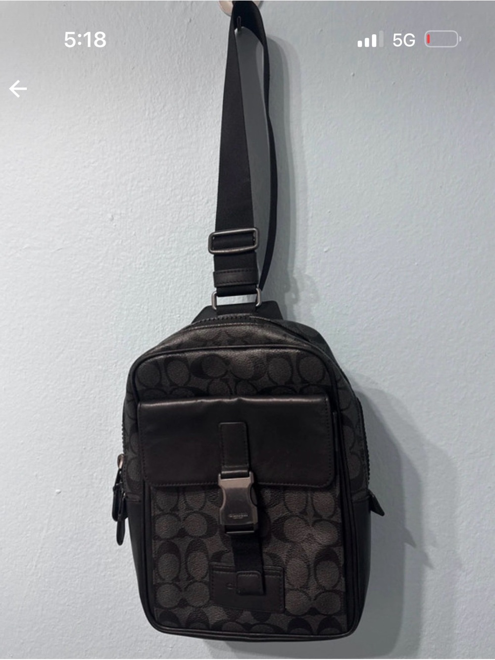 Coach Black Signature Sling Bag - Black/Charcoal